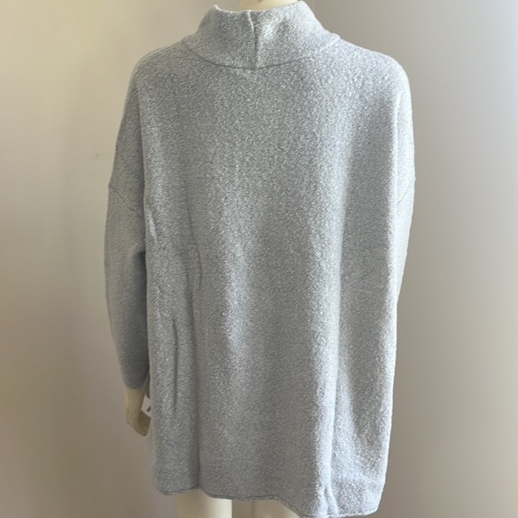 Nwt J. Jill Pure Jill Women’s Gray Mock Neck Side Tie Boucle Sweater Zinc MP/LP - Picture 2 of 16